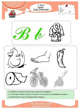 Çocuklar İçin B Sesi Çalışma Sayfaları 